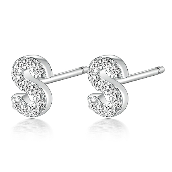 PandaHall Rhodium Plated 925 Sterling Silver Initial Letter Stud Earrings, with Cubic Zirconia, Platinum, Letter S, 5x5mm Sterling Silver..., Clear
PandaHall Rhodium Plated 925 Sterling Silver Initial Letter Stud Earrings, with Cubic Zirconia, Platinum, Letter S, 5x5mm Sterling Silver..., Clear