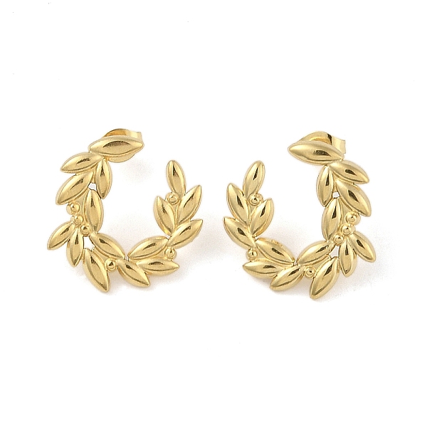 PandaHall Ion Plating(IP) 304 Stainless Steel Stud Earrings for Women, Wreath, Real 18K Gold Plated, 20x21mm 304 Stainless Steel Leaf
PandaHall Ion Plating(IP) 304 Stainless Steel Stud Earrings for Women, Wreath, Real 18K Gold Plated, 20x21mm 304 Stainless Steel Leaf