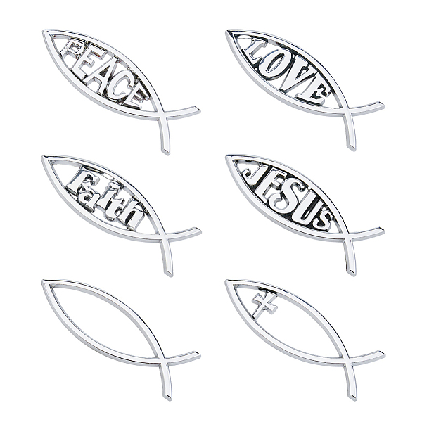 PandaHall SUPERFINDINGS 6Pcs 6 Style Jesus Fish Car Sticker Silver Auto Emblem Plastic Cross Fish Decal Sticker Waterproof Love Peace Car... 
PandaHall SUPERFINDINGS 6Pcs 6 Style Jesus Fish Car Sticker Silver Auto Emblem Plastic Cross Fish Decal Sticker Waterproof Love Peace Car...