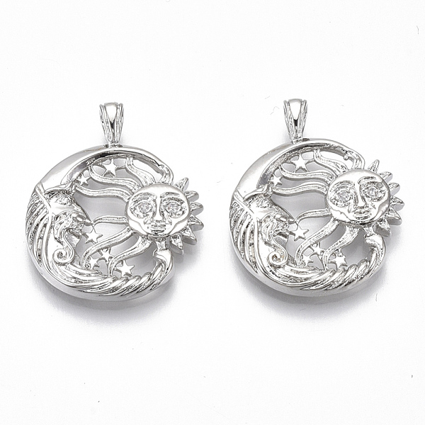 PandaHall Brass Micro Pave Cubic Zirconia Pendants, Moon with Sun, Nickel Free, Clear, Real Platinum Plated, 25x20x2.5mm, Hole: 4x2mm...
PandaHall Brass Micro Pave Cubic Zirconia Pendants, Moon with Sun, Nickel Free, Clear, Real Platinum Plated, 25x20x2.5mm, Hole: 4x2mm...