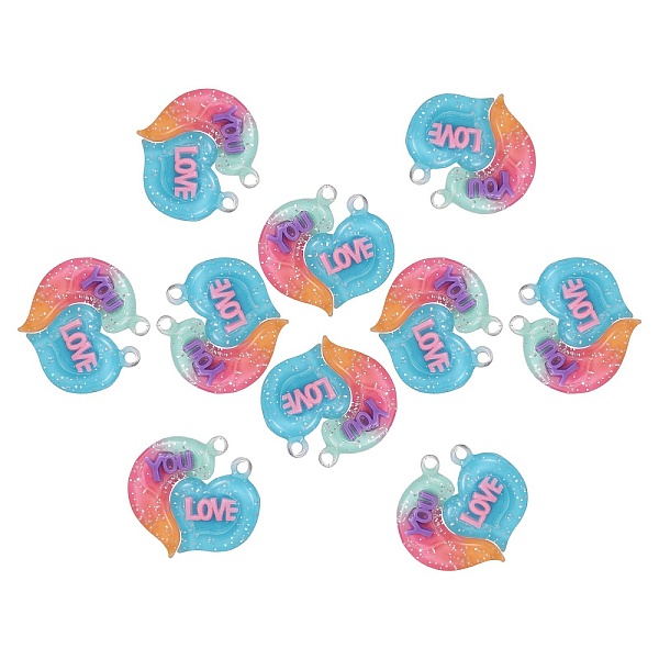 PandaHall 10 Sets Gradient Color Opaque Resin Pendants, with Glitter Powder, Couple Heart Charm with Word LOVE YOU, Light Green...
PandaHall 10 Sets Gradient Color Opaque Resin Pendants, with Glitter Powder, Couple Heart Charm with Word LOVE YOU, Light Green...