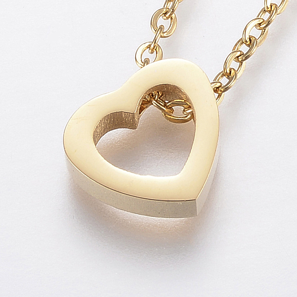 PandaHall 304 Stainless Steel Pendant Necklaces, with Lobster Claw Clasps, Heart, Golden, 17.7 inch(45cm) 304 Stainless Steel
PandaHall 304 Stainless Steel Pendant Necklaces, with Lobster Claw Clasps, Heart, Golden, 17.7 inch(45cm) 304 Stainless Steel