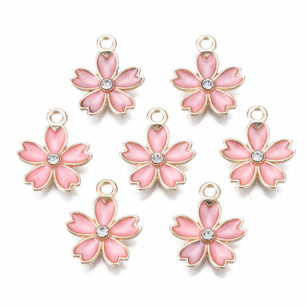 PandaHall Alloy Enamel Pendants, with Crystal Rhinestone, Sakura Flower, Light Gold, Light Coral, 17x14x3mm, Hole: 1.8mm Alloy..., Pink
PandaHall Alloy Enamel Pendants, with Crystal Rhinestone, Sakura Flower, Light Gold, Light Coral, 17x14x3mm, Hole: 1.8mm Alloy..., Pink