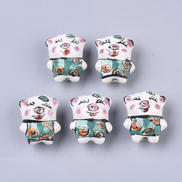 PandaHall Handmade Porcelain Beads, Famille Rose Style, Cartoon Piggy with Clothes, Dark Cyan, 17~19x14~15.5x11.5mm, Hole: 1.4~2mm Porcelain...
PandaHall Handmade Porcelain Beads, Famille Rose Style, Cartoon Piggy with Clothes, Dark Cyan, 17~19x14~15.5x11.5mm, Hole: 1.4~2mm Porcelain...