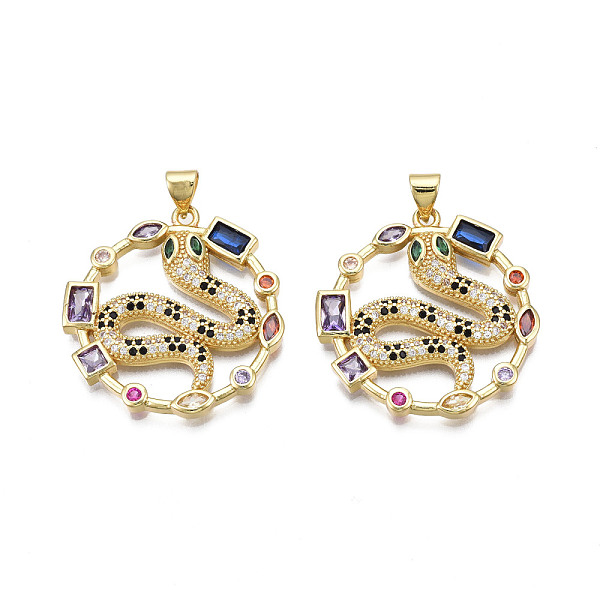 PandaHall Brass Micro Pave Cubic Zirconia Pendants, with Brass Snap on Bails, Nickel Free, Real 18K Gold Plated, Ring with Snake, Colorful...
PandaHall Brass Micro Pave Cubic Zirconia Pendants, with Brass Snap on Bails, Nickel Free, Real 18K Gold Plated, Ring with Snake, Colorful...