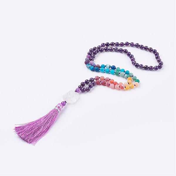 PandaHall Frosted Natural Weathered Agate and Amethyst Necklace, with Nylon Tassel Pendants, 34.6 inch(88cm) Amethyst Purple
PandaHall Frosted Natural Weathered Agate and Amethyst Necklace, with Nylon Tassel Pendants, 34.6 inch(88cm) Amethyst Purple
