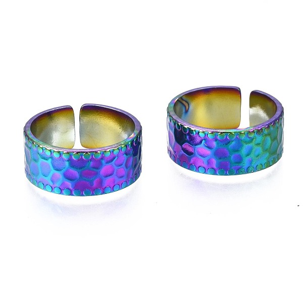 PandaHall 304 Stainless Steel Hammered Cuff Ring, Rainbow Color Open Ring for Women, US Size 7(17.3mm) 304 Stainless Steel
PandaHall 304 Stainless Steel Hammered Cuff Ring, Rainbow Color Open Ring for Women, US Size 7(17.3mm) 304 Stainless Steel