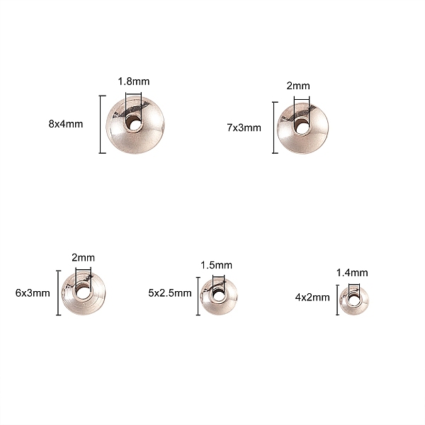PandaHall Stainless Steel Spacer Beads, Abacus, Stainless Steel Color, 4~8x2~4mm, Hole: 1.4~2mm, 50pcs/box Stainless Steel Rondelle
PandaHall Stainless Steel Spacer Beads, Abacus, Stainless Steel Color, 4~8x2~4mm, Hole: 1.4~2mm, 50pcs/box Stainless Steel Rondelle