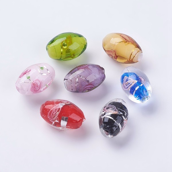 PandaHall Handmade Silver Foil Lampwork Beads, Inner Flower, Rice, Mixed Color, 16~17x11mm, Hole: 1.5mm Silver Foil Rice Multicolor
PandaHall Handmade Silver Foil Lampwork Beads, Inner Flower, Rice, Mixed Color, 16~17x11mm, Hole: 1.5mm Silver Foil Rice Multicolor