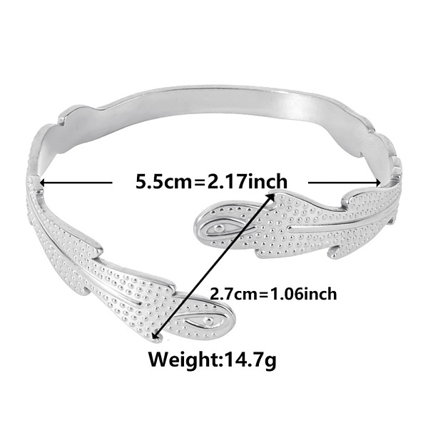 PandaHall Stylish European and American Feather 304 Stainless Steel Cuff Bangles for Women Stainless Steel
PandaHall Stylish European and American Feather 304 Stainless Steel Cuff Bangles for Women Stainless Steel
