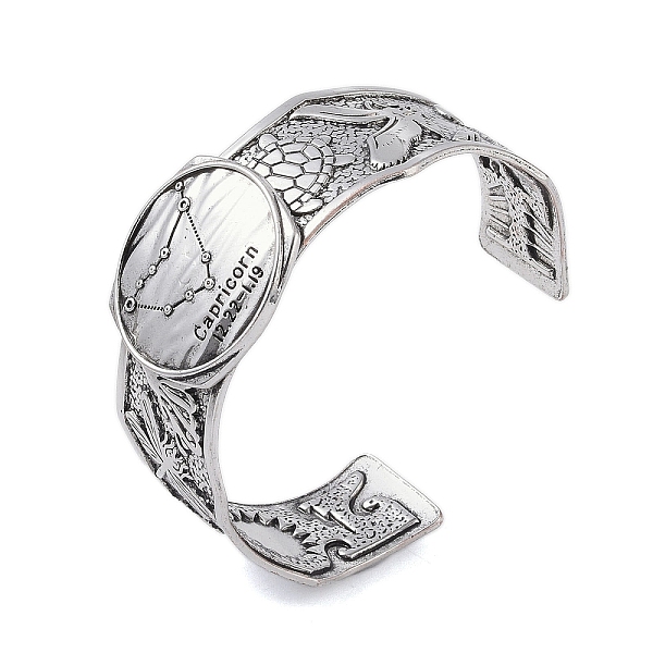 PandaHall Constellation Alloy Open Cuff Bangles for Women Men, Antique Silver, Capricorn, Inner Diameter: 2-1/2 inch(6.2cm), 20~31mm Alloy...
PandaHall Constellation Alloy Open Cuff Bangles for Women Men, Antique Silver, Capricorn, Inner Diameter: 2-1/2 inch(6.2cm), 20~31mm Alloy...