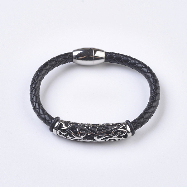 PandaHall Men's Braided Leather Cord Bracelets, with 304 Stainless Steel Findings and Magnetic Clasps, Tube, Black, 7-5/8 inch(195mm)...
PandaHall Men's Braided Leather Cord Bracelets, with 304 Stainless Steel Findings and Magnetic Clasps, Tube, Black, 7-5/8 inch(195mm)...