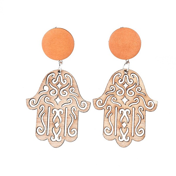 PandaHall Wooden Dangle Earrings, with Pear Wood Beads, 304 Stainless Steel Stud Earring Findings and Plastic Ear Nuts, Hamsa Hand/Hand of..., Brown
PandaHall Wooden Dangle Earrings, with Pear Wood Beads, 304 Stainless Steel Stud Earring Findings and Plastic Ear Nuts, Hamsa Hand/Hand of..., Brown
