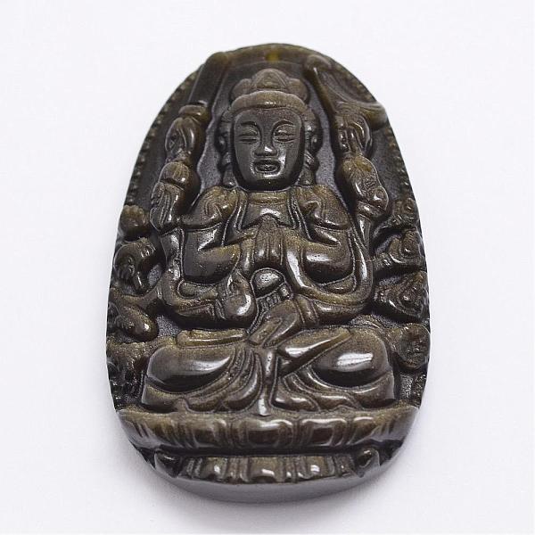 PandaHall Natural Golden Sheen Obsidian Carven Pendants, Guardian, Dark Khaki, 53~54x34~35x11~13mm, Hole: 1~2mm Obsidian Human Yellow
PandaHall Natural Golden Sheen Obsidian Carven Pendants, Guardian, Dark Khaki, 53~54x34~35x11~13mm, Hole: 1~2mm Obsidian Human Yellow