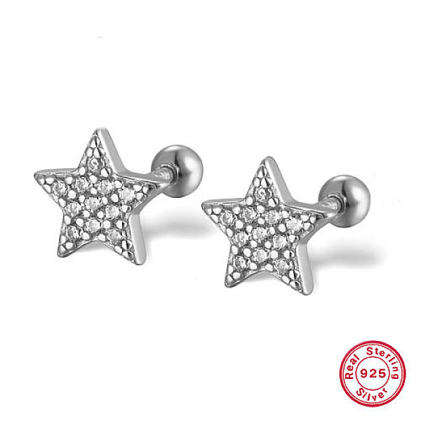 PandaHall Star Rhodium Plated 925 Sterling Silver Stud Earrings, with Cubic Zirconia, Platinum, 12mm Sterling Silver Star
PandaHall Star Rhodium Plated 925 Sterling Silver Stud Earrings, with Cubic Zirconia, Platinum, 12mm Sterling Silver Star