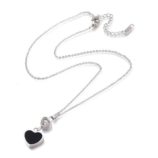 PandaHall 304 Stainless Steel Pendant Necklaces, with Plastic and Rhinestone, Heart, Black, Mixed Color, 15-7/8~16-1/2 inch(40.3~42cm) 304...
PandaHall 304 Stainless Steel Pendant Necklaces, with Plastic and Rhinestone, Heart, Black, Mixed Color, 15-7/8~16-1/2 inch(40.3~42cm) 304...