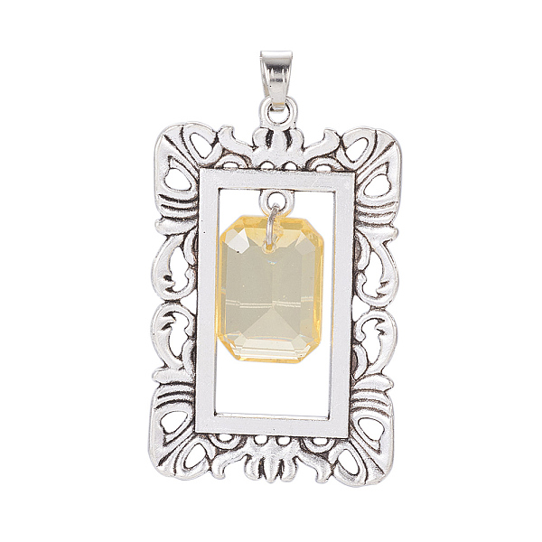 PandaHall Antique Silver Plated Alloy Pendants, with Glass, Rectangle, Champagne Yellow, 48.5x30.5x7.5mm, Hole: 4.5x6.5mm Alloy+Glass...
PandaHall Antique Silver Plated Alloy Pendants, with Glass, Rectangle, Champagne Yellow, 48.5x30.5x7.5mm, Hole: 4.5x6.5mm Alloy+Glass...