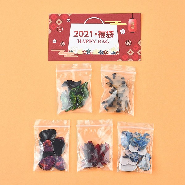 PandaHall 2021 Lucky Bag! Random 5 Styles Cellulose Acetate(Resin) Lucky Bag!, Mixed Color, 10~105mm, 10pcs/style, 5 styles/bag Resin..., Multicolor
PandaHall 2021 Lucky Bag! Random 5 Styles Cellulose Acetate(Resin) Lucky Bag!, Mixed Color, 10~105mm, 10pcs/style, 5 styles/bag Resin..., Multicolor