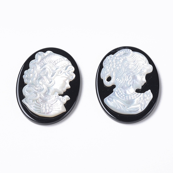 PandaHall Natural Black Agate Cameo Cabochons, with Shell, Oval with Women Portrait, White, 30x22x4~4.5mm Black Agate Oval
PandaHall Natural Black Agate Cameo Cabochons, with Shell, Oval with Women Portrait, White, 30x22x4~4.5mm Black Agate Oval