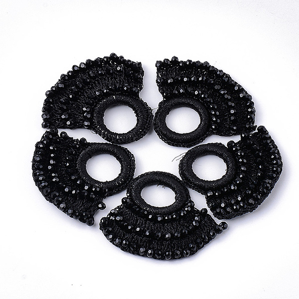 PandaHall Glass Woven Pendants, Polyester Thread Covered with CCB Plastic Findings, Faceted, Fan, Black, 46~51x54~59x5mm, Hole: 16.5mm Glass...
PandaHall Glass Woven Pendants, Polyester Thread Covered with CCB Plastic Findings, Faceted, Fan, Black, 46~51x54~59x5mm, Hole: 16.5mm Glass...