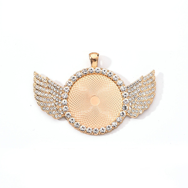 PandaHall Alloy Pendant Cabochon Settings, with Crystal Rhinestone, Cadmium Free & Lead Free, Flat Round with Wing, Light Gold, Tray: 30mm..., Clear
PandaHall Alloy Pendant Cabochon Settings, with Crystal Rhinestone, Cadmium Free & Lead Free, Flat Round with Wing, Light Gold, Tray: 30mm..., Clear