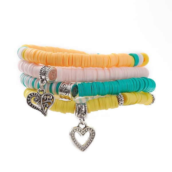 PandaHall 4Pcs Handmade Polymer Clay Heishi Beads Stretch Bracelets, with Alloy Beads and Heart Charms, Antique Silver, Mixed Color, Inner..., Multicolor
PandaHall 4Pcs Handmade Polymer Clay Heishi Beads Stretch Bracelets, with Alloy Beads and Heart Charms, Antique Silver, Mixed Color, Inner..., Multicolor