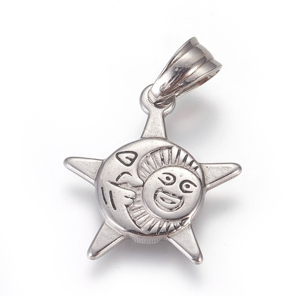 PandaHall 304 Stainless Steel Pendants, Sun and Moon, Antique Silver, 22x20x2mm, Hole: 4.5x7mm 304 Stainless Steel Sun
PandaHall 304 Stainless Steel Pendants, Sun and Moon, Antique Silver, 22x20x2mm, Hole: 4.5x7mm 304 Stainless Steel Sun