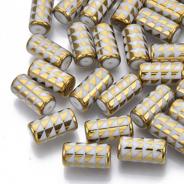 PandaHall Electroplate Glass Beads, Column with Triangle Pattern, Gold, 20x10mm, Hole: 1.2mm, about 50pcs/bag Glass Others Gold
PandaHall Electroplate Glass Beads, Column with Triangle Pattern, Gold, 20x10mm, Hole: 1.2mm, about 50pcs/bag Glass Others Gold