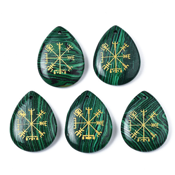 PandaHall Synthetic Malachite Pendants, Teardrop with Nordic Pagan Pattern, 32~33.5x25~26x6.5~7.5mm, Hole: 2mm, 6pcs/bag Malachite Teardrop
PandaHall Synthetic Malachite Pendants, Teardrop with Nordic Pagan Pattern, 32~33.5x25~26x6.5~7.5mm, Hole: 2mm, 6pcs/bag Malachite Teardrop