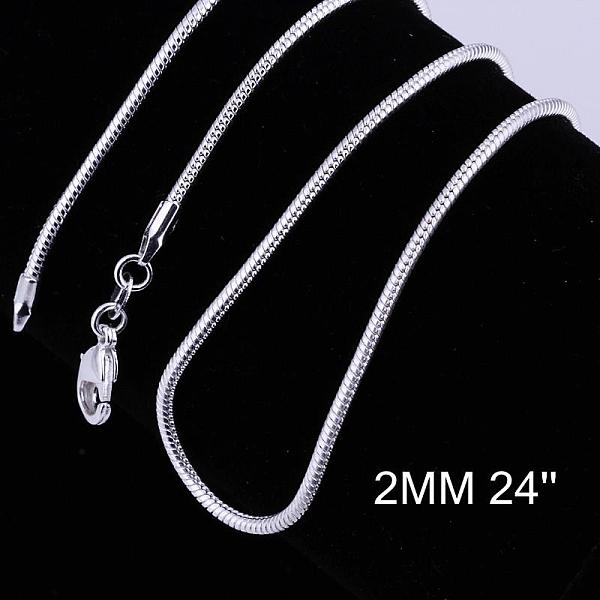 PandaHall Brass Round Snake Chain Necklaces, with Lobster Claw Clasps, for DIY Jewelry Crafting, Silver Color Plated, 24 inch, 2mm Brass
PandaHall Brass Round Snake Chain Necklaces, with Lobster Claw Clasps, for DIY Jewelry Crafting, Silver Color Plated, 24 inch, 2mm Brass