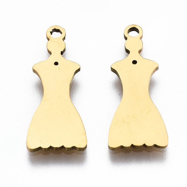 PandaHall 201 Stainless Steel Pendants, Laser Cut, Dress, Golden, 19x8x1mm, Hole: 1.4mm 201 Stainless Steel Clothes
PandaHall 201 Stainless Steel Pendants, Laser Cut, Dress, Golden, 19x8x1mm, Hole: 1.4mm 201 Stainless Steel Clothes