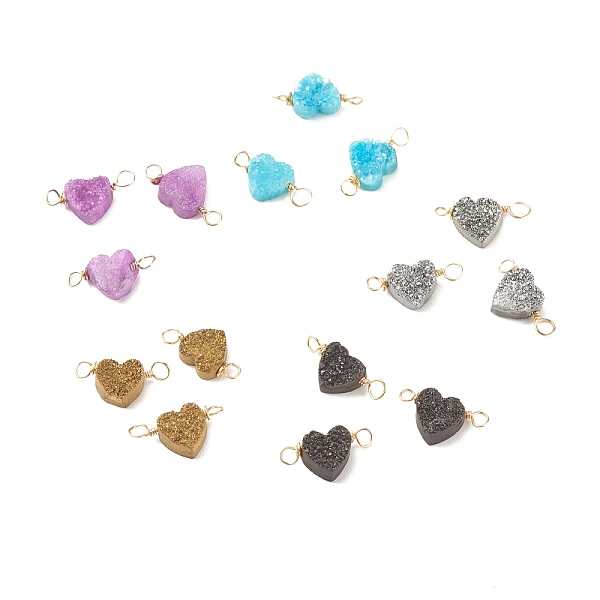 PandaHall Natural Druzy Agate Connector Charms, with Golden Tone Copper Wire, Dyed, Heart, Mixed Color, 18~20x9~10x4~5mm, Hole: 3mm..., Multicolor
PandaHall Natural Druzy Agate Connector Charms, with Golden Tone Copper Wire, Dyed, Heart, Mixed Color, 18~20x9~10x4~5mm, Hole: 3mm..., Multicolor