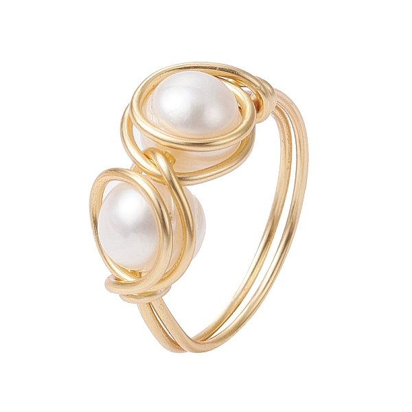 PandaHall Natural Pearl Braided Bead Style Finger Ring, Golden Alloy Wire Wrap Ring for Women, Old Lace, Inner Diameter: Us Size 7 1/4...
PandaHall Natural Pearl Braided Bead Style Finger Ring, Golden Alloy Wire Wrap Ring for Women, Old Lace, Inner Diameter: Us Size 7 1/4...