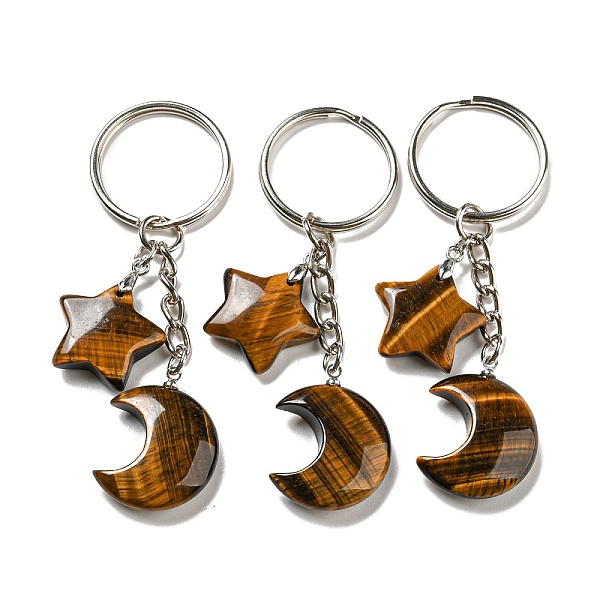 PandaHall Reiki Natural Tiger Eye Moon & Star Pendant Keychains, with Iron Keychain Rings, 7.8cm Tiger Eye Moon
PandaHall Reiki Natural Tiger Eye Moon & Star Pendant Keychains, with Iron Keychain Rings, 7.8cm Tiger Eye Moon