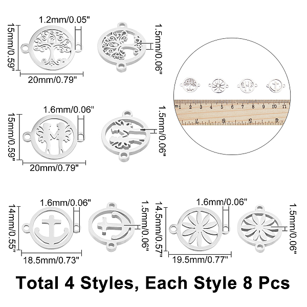 PandaHall CHGCRAFT 32Pcs 4 Styles 304 Stainless Steel Connector Charms Flat Round Tree of Life Flower Link Charms Knot Pendant Charms for...
PandaHall CHGCRAFT 32Pcs 4 Styles 304 Stainless Steel Connector Charms Flat Round Tree of Life Flower Link Charms Knot Pendant Charms for...