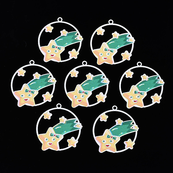 PandaHall Spray Painted Brass Pendants, with Printed, Flat Round with Meteor, Sea Green, 30.5x29x0.4mm, Hole: 1.8mm Brass Star
PandaHall Spray Painted Brass Pendants, with Printed, Flat Round with Meteor, Sea Green, 30.5x29x0.4mm, Hole: 1.8mm Brass Star