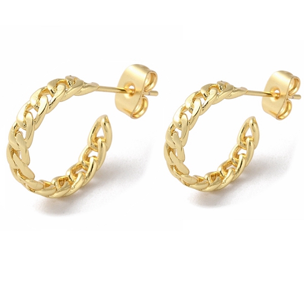 PandaHall Brass Stud Earrings, Curb Chains Half Hoop Earrings, Long-Lasting Plated, Lead Free & Cadmium Free, Real 18K Gold Plated, 24x3.5mm...
PandaHall Brass Stud Earrings, Curb Chains Half Hoop Earrings, Long-Lasting Plated, Lead Free & Cadmium Free, Real 18K Gold Plated, 24x3.5mm...