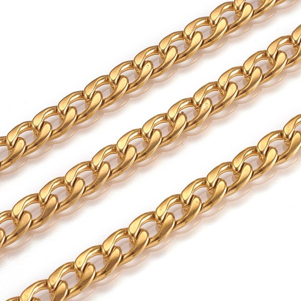 PandaHall Vacuum Plating 304 Stainless Steel Cuban Link Chains, Chunky Curb Chains, Unwelded, with Spool, Golden, 6mm 304 Stainless Steel
PandaHall Vacuum Plating 304 Stainless Steel Cuban Link Chains, Chunky Curb Chains, Unwelded, with Spool, Golden, 6mm 304 Stainless Steel