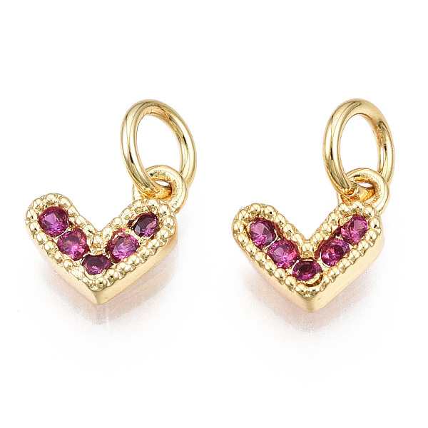 PandaHall Brass Micro Pave Cubic Zirconia Charms, with Jump Ring, Heart, Real 16K Gold Plated, Nickel Free, Medium Violet Red, 8x8x2mm, Jump...
PandaHall Brass Micro Pave Cubic Zirconia Charms, with Jump Ring, Heart, Real 16K Gold Plated, Nickel Free, Medium Violet Red, 8x8x2mm, Jump...