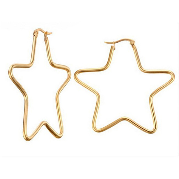 PandaHall Titanium Steel Hoop Earrings, Star, Golden, 12 Gauge, 40x40x2mm Titanium Steel Star
PandaHall Titanium Steel Hoop Earrings, Star, Golden, 12 Gauge, 40x40x2mm Titanium Steel Star