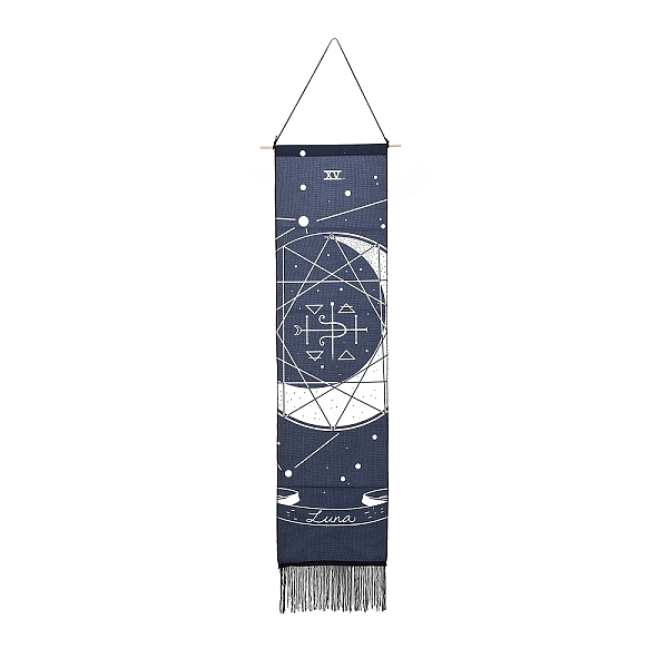 PandaHall Rectangle Linen Tapestry, Wall Decoration, with Wood Bar, PP Cord, Iron Finding, Moon Pattern, 1600mm Linen Rectangle
PandaHall Rectangle Linen Tapestry, Wall Decoration, with Wood Bar, PP Cord, Iron Finding, Moon Pattern, 1600mm Linen Rectangle