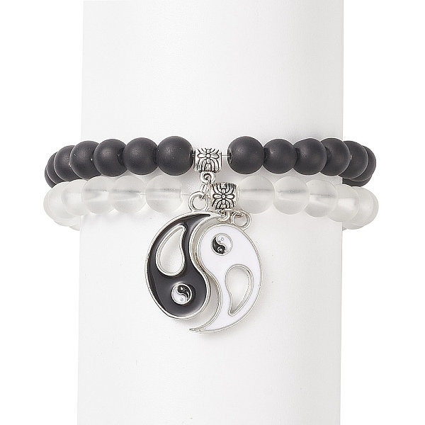 PandaHall 2Pcs 2 Color Glass Round Beaded Stretch Bracelets, Matching Alloy Enamel Yin Yang Charms Couple Bracelets for Best Friends Lovers..., Black
PandaHall 2Pcs 2 Color Glass Round Beaded Stretch Bracelets, Matching Alloy Enamel Yin Yang Charms Couple Bracelets for Best Friends Lovers..., Black