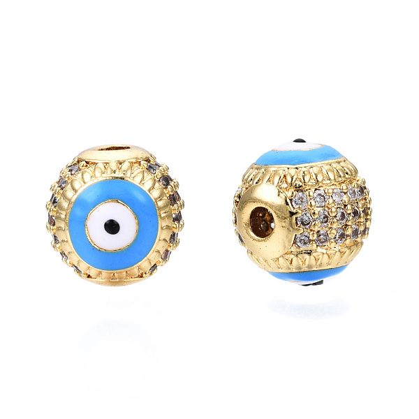 PandaHall Brass Micro Pave Cubic Zirconia Beads, with Enamel, Real 18K Gold Plated, Round with Evil Eye, Nickel Free, Deep Sky Blue, 10mm..., Multicolor
PandaHall Brass Micro Pave Cubic Zirconia Beads, with Enamel, Real 18K Gold Plated, Round with Evil Eye, Nickel Free, Deep Sky Blue, 10mm..., Multicolor