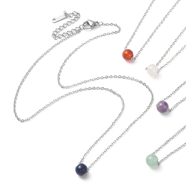 PandaHall Mixed Gemstone Round Bead Pendant Necklaces, Stainless Steel Cable Chain Necklace, for Women, 15-3/4 inch(40cm) Mixed Stone Round
PandaHall Mixed Gemstone Round Bead Pendant Necklaces, Stainless Steel Cable Chain Necklace, for Women, 15-3/4 inch(40cm) Mixed Stone Round