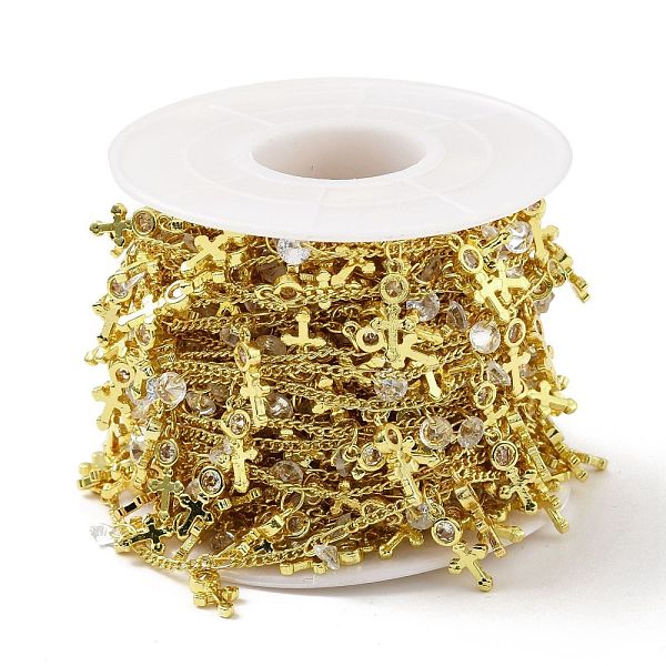 PandaHall Handmade Eco-friendly Brass Curb Chain, with Cross and Clear Cubic Zirconia Charms, Long-Lasting Plated, Soldered, with Spool...
PandaHall Handmade Eco-friendly Brass Curb Chain, with Cross and Clear Cubic Zirconia Charms, Long-Lasting Plated, Soldered, with Spool...