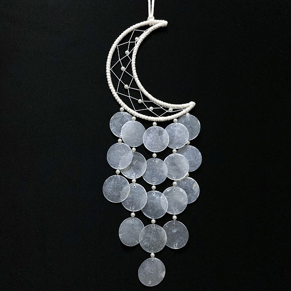 PandaHall Woven Net/Web with Shell Wind Chime, Polyester Door Wall Pendant Decoration, Moon, 490mm Shell Moon
PandaHall Woven Net/Web with Shell Wind Chime, Polyester Door Wall Pendant Decoration, Moon, 490mm Shell Moon