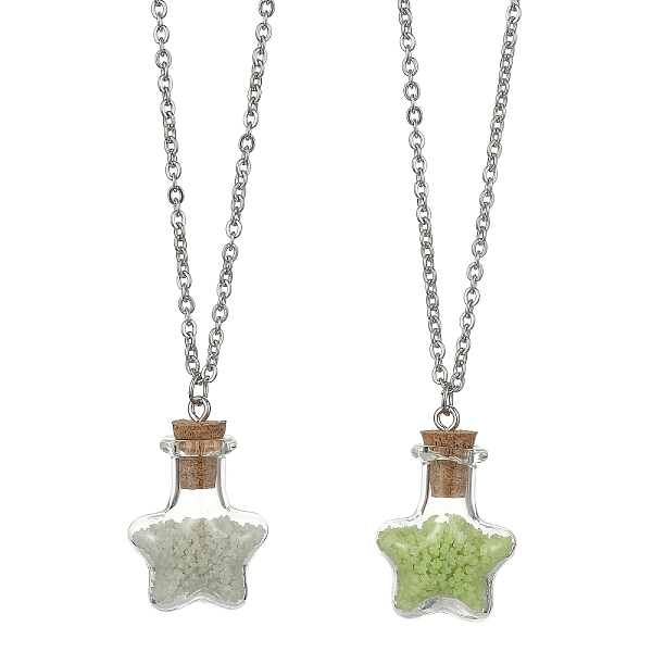 PandaHall 2Pcs 2 Color Luminous Glass Star Bottle Pendant Necklace, with 304 Stainless Steel Curb Chains, Mixed Color, 20.35 inch(51.7cm)..., Multicolor
PandaHall 2Pcs 2 Color Luminous Glass Star Bottle Pendant Necklace, with 304 Stainless Steel Curb Chains, Mixed Color, 20.35 inch(51.7cm)..., Multicolor