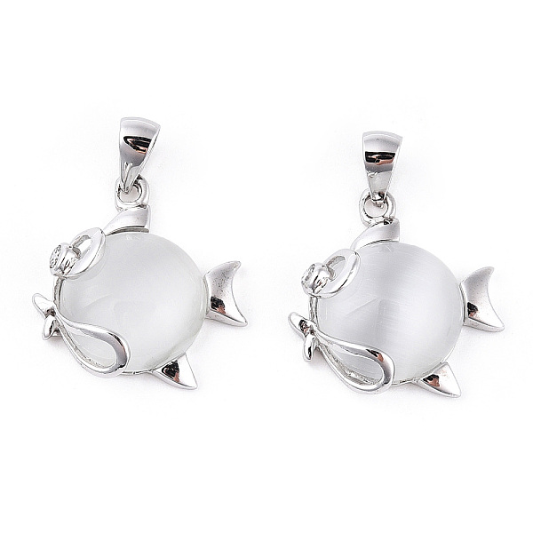 PandaHall Rhodium Pleated 925 Sterling Silver Pave Cubic Zirconia & Cat Eye Pendants, Fish Charms with 925 Stamp, Real Platinum Plated..., White
PandaHall Rhodium Pleated 925 Sterling Silver Pave Cubic Zirconia & Cat Eye Pendants, Fish Charms with 925 Stamp, Real Platinum Plated..., White