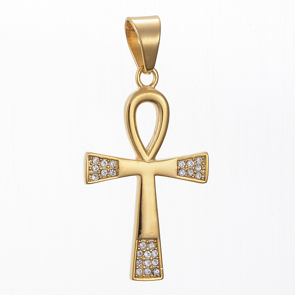 PandaHall 304 Stainless Steel Pendants, with Rhinestone, Ankh Cross, Golden Tone, Crystal, 47x27.5x3mm, Hole: 11x8mm Stainless..., Clear
PandaHall 304 Stainless Steel Pendants, with Rhinestone, Ankh Cross, Golden Tone, Crystal, 47x27.5x3mm, Hole: 11x8mm Stainless..., Clear