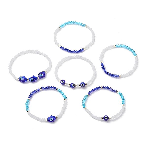 PandaHall 6Pcs 6 Style Glass & Lampwork Evil Eye & Hamsa Hand Beaded Stretch Bracelets Set, Blue, Inner Diameter: 2-1/8 inch(5.5cm)...
PandaHall 6Pcs 6 Style Glass & Lampwork Evil Eye & Hamsa Hand Beaded Stretch Bracelets Set, Blue, Inner Diameter: 2-1/8 inch(5.5cm)...